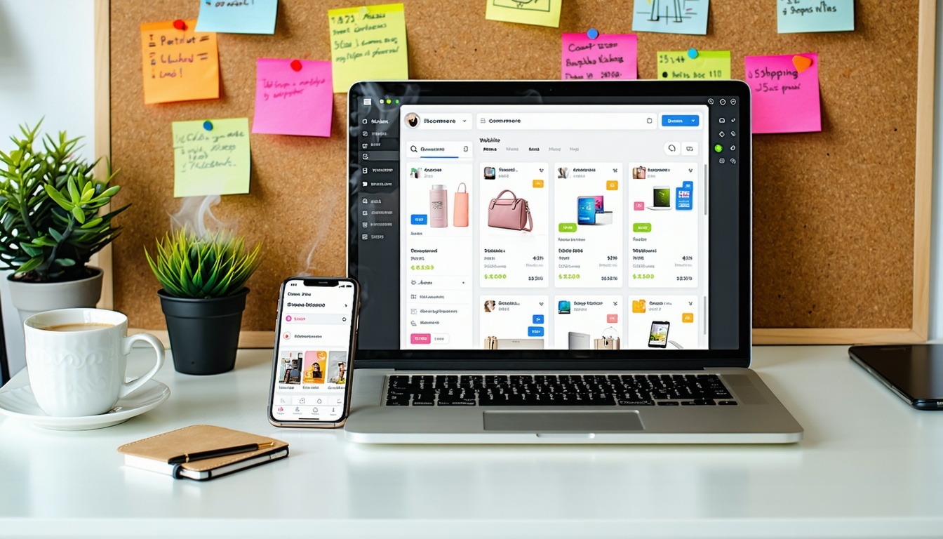 a workstation where website features are being reviewed