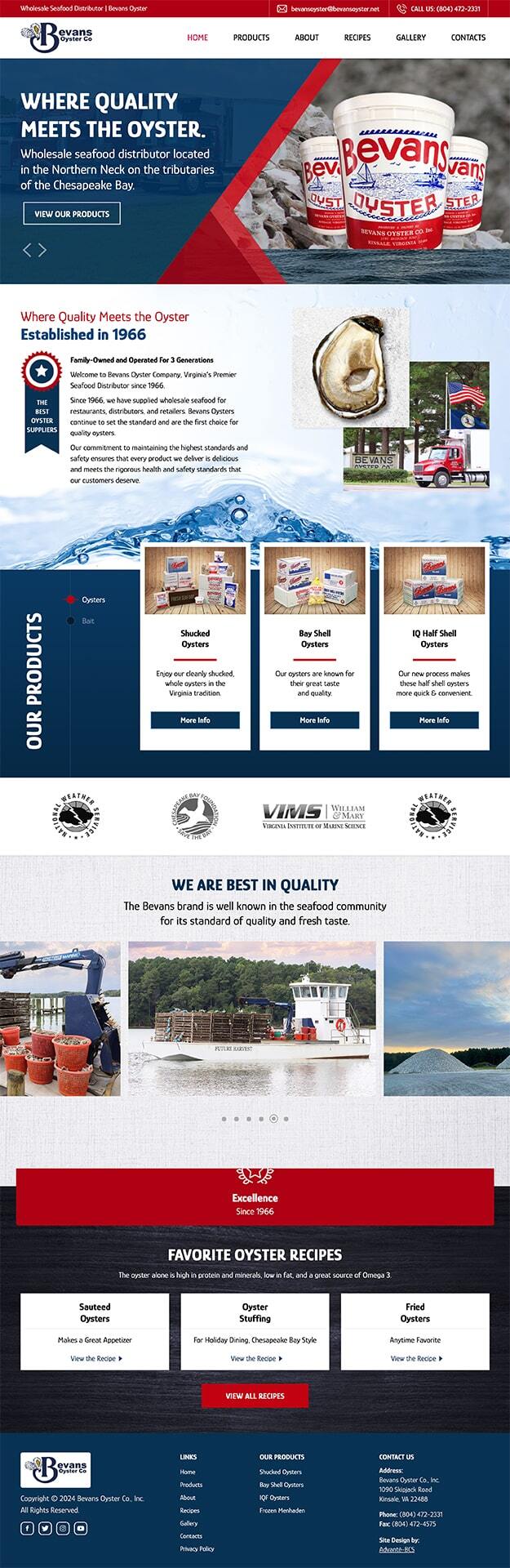 Bevan Oyster Company Website