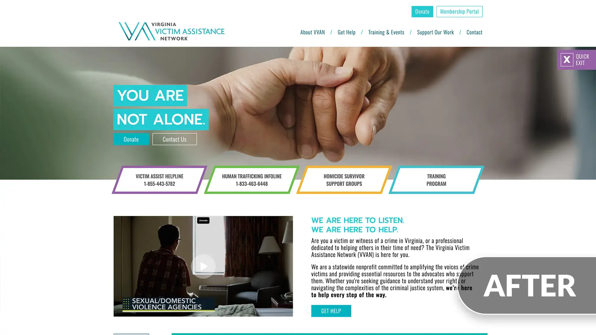 Virginia Victim Assistance Network website after redesign