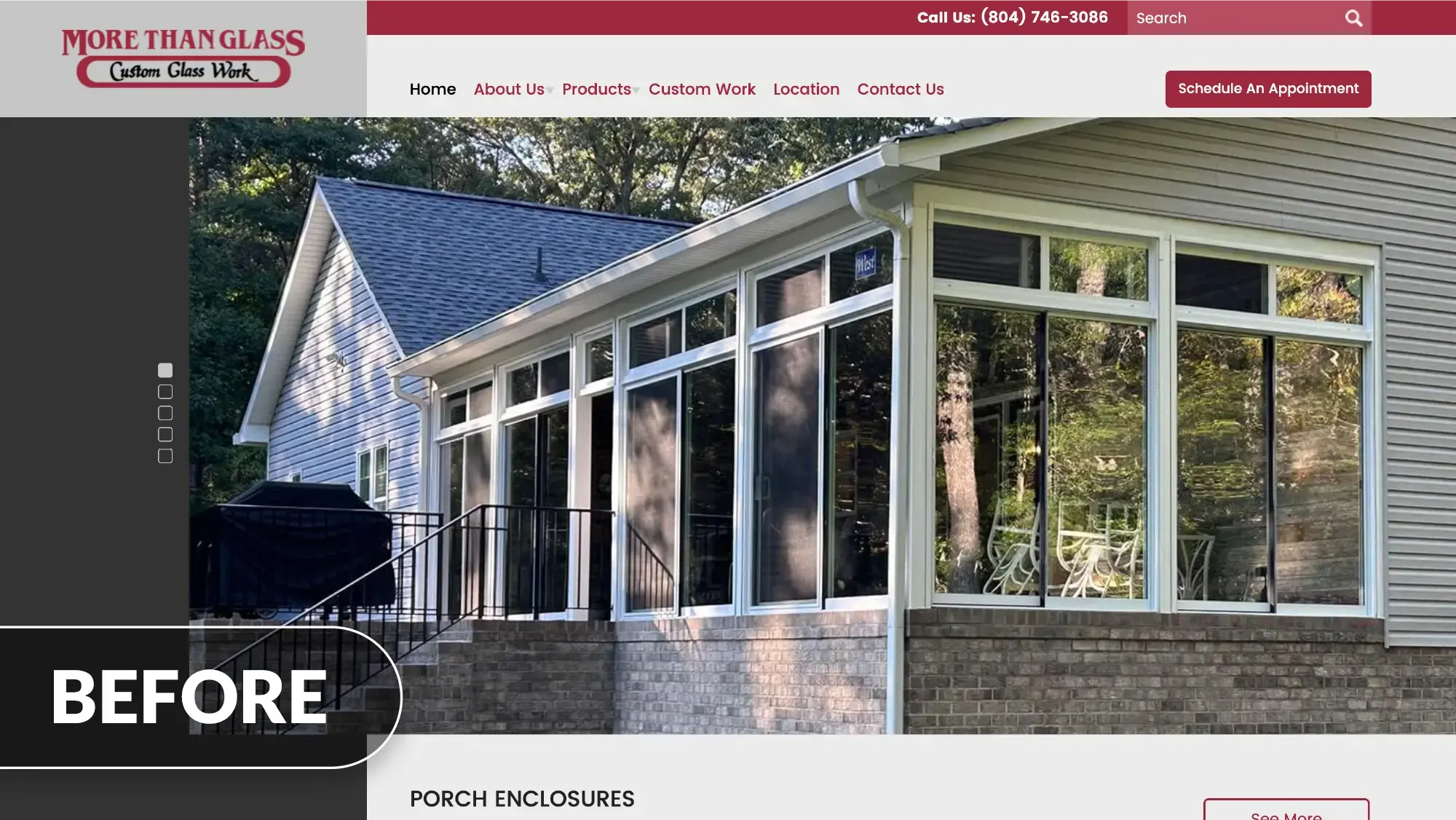 More Than Glass website before redesign