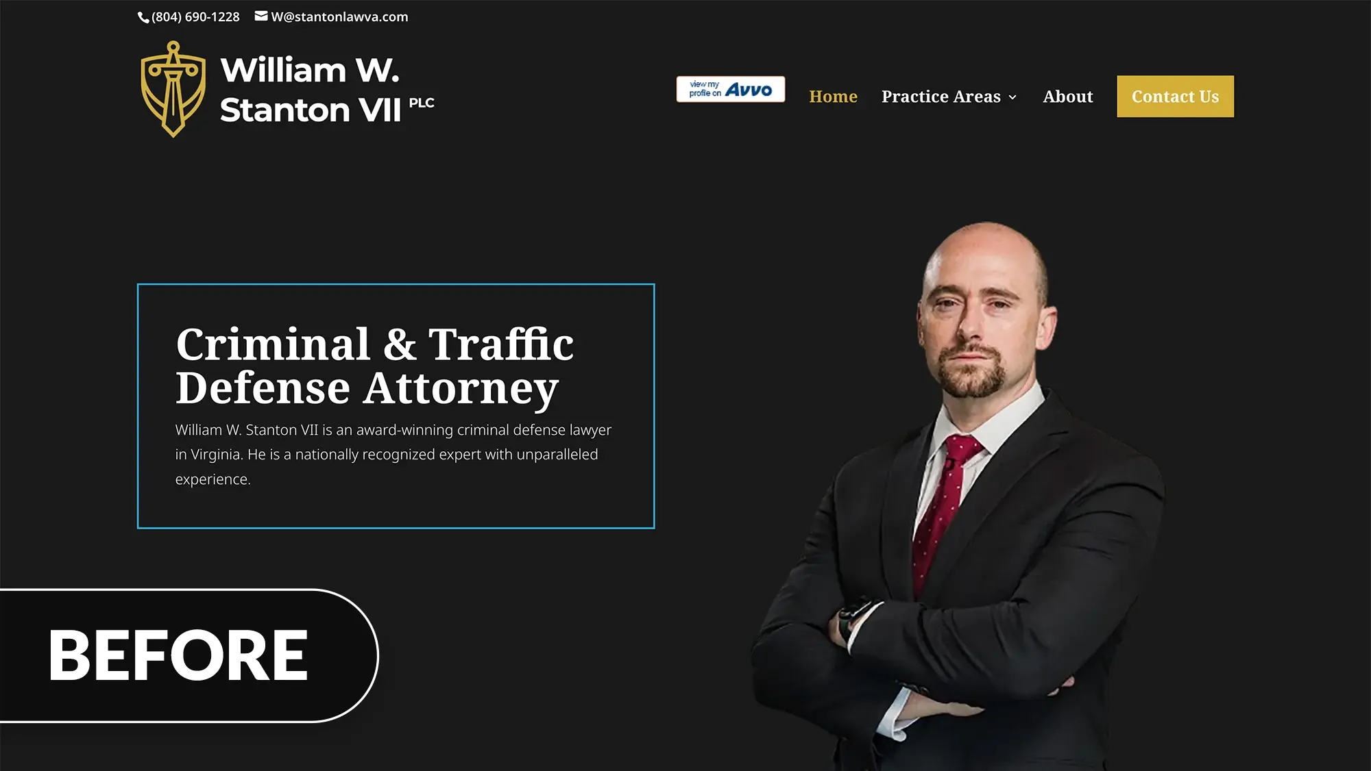 stanton law website before redesign