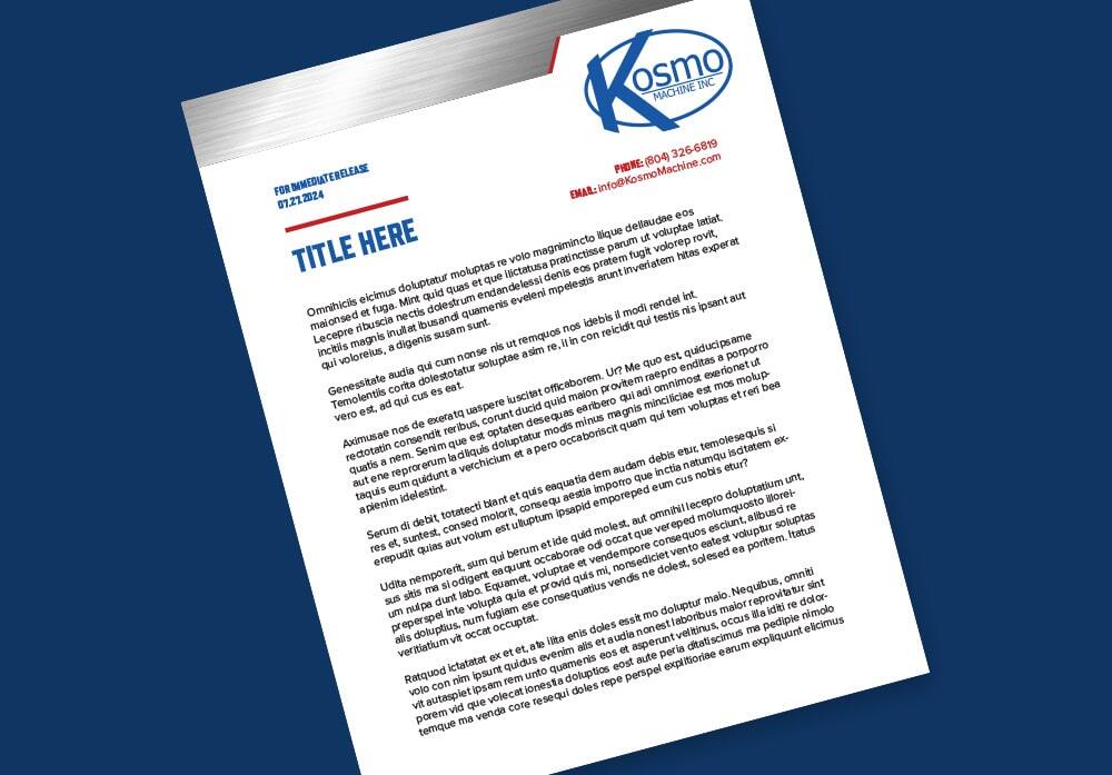 Kosmo Machine Press Release