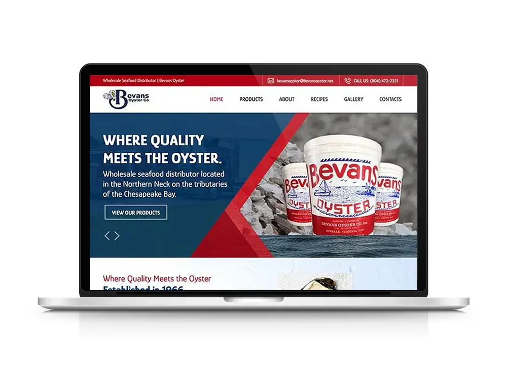 Bevans Oyster website design sample