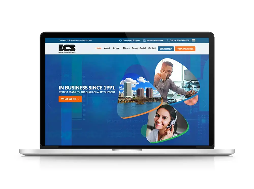 Internal Computer Services website design sample