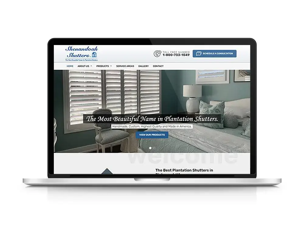 Shenandoah Shutters website design sample