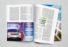 Magazine ad for a car wash by an advertising agency